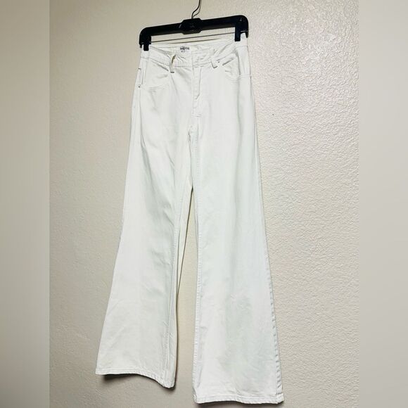House of CB MARLI Ivory Wide Leg Flared Jeans size XS- Regular leng/ NWOT - Picture 2 of 5